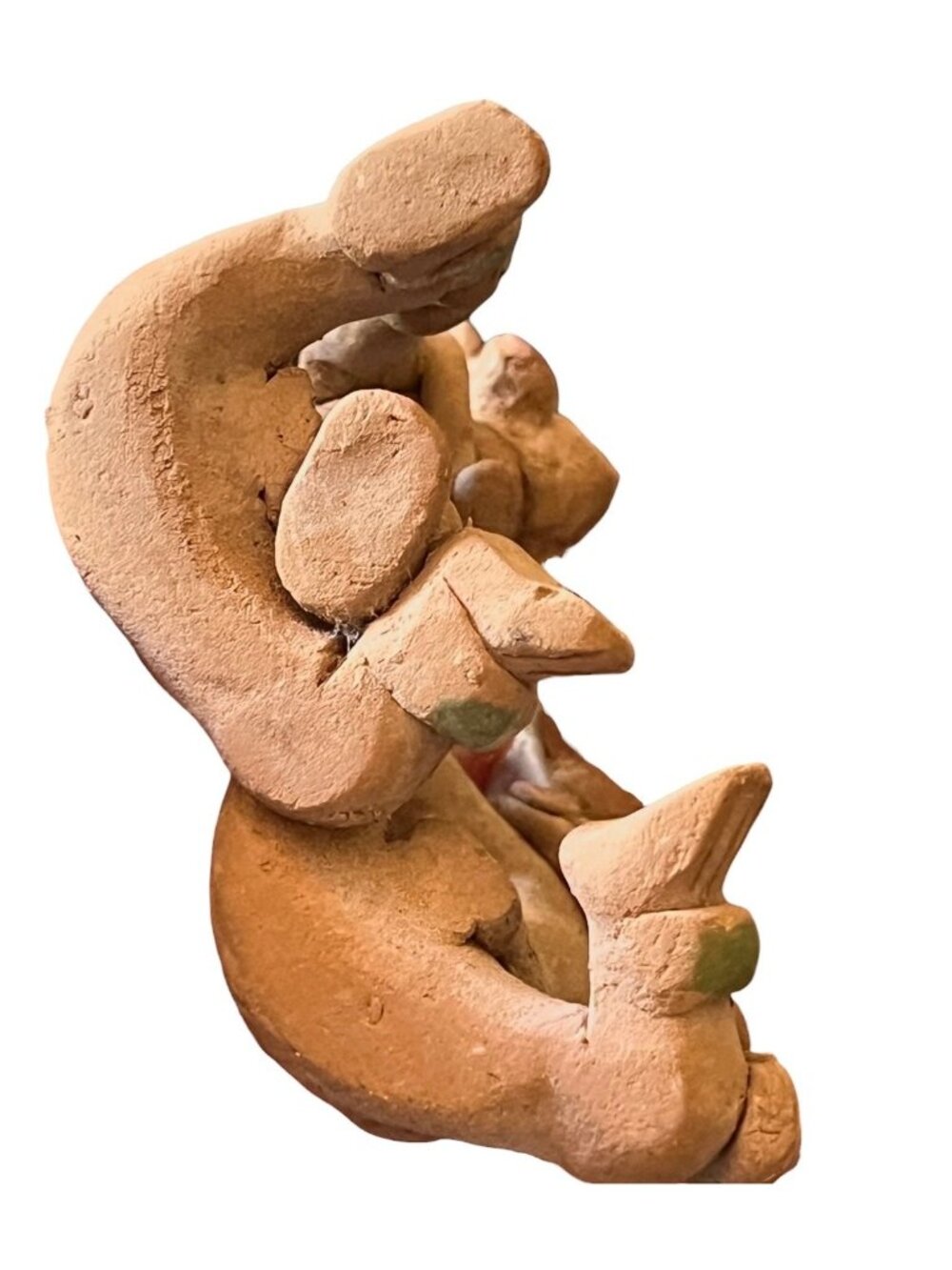 Teotihuacan Ceramic Pre-Columbian Style Figurine Pair Earth Tones & Accents 5" T - Picture 8 of 11